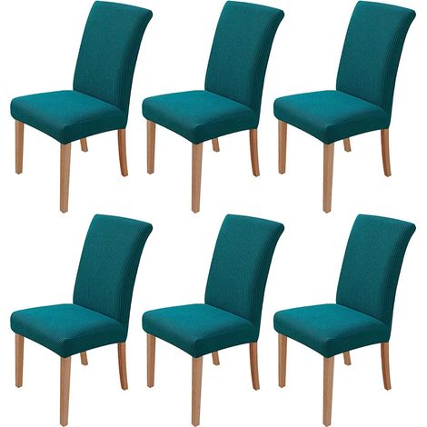MINKUROW - Juego De 8 Fundas Elásticas Para Sillas De Comedor, Extraíbles Y Lavables, Fundas Para Sillas De Comedor, Modernas Y Elásticas, Decoración Para Oficina, Banquete, Boda, Fiesta (Lago Azul) (1/5)