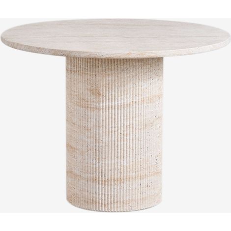Mesa de jardín redonda Ø100 cm en cemento look travertino Velia SKLUM (1/5)