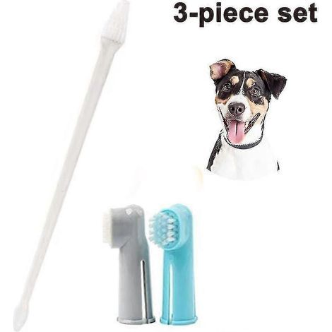 Kit de brosse à dents pour chien (1 brosse à dents à double tête et manche long) (1/5)