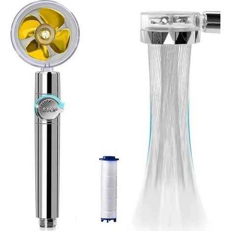 Pommeau de douche ALOVEZ - Filtres 3 niveaux - Haute pression - Anti calcaire - Or (1/4)