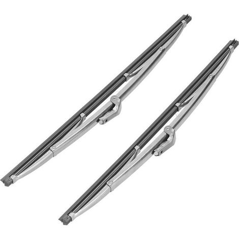 12-inch Front Wiper Blades – Polished Stainless Steel – Corrosion Resistant – Quick and Easy Installation – 2-Pack (1/5)