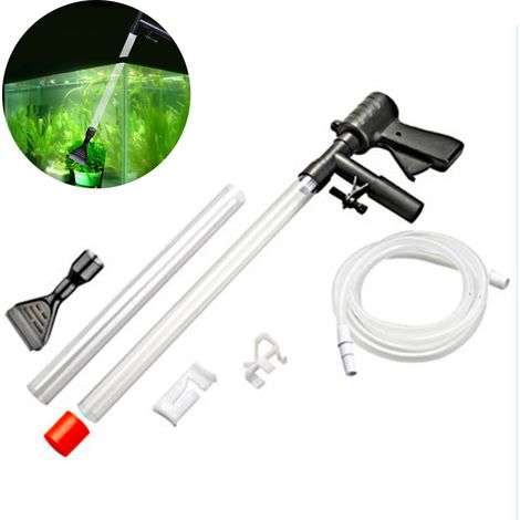 Nettoyeur de gravier pour aquarium, nouveau système de changement d'eau rapide avec bouton-poussoir, kit de nettoyage du sable pour aquarium, aspirateur à siphon pour aquarium avec tuyau d'eau et comm