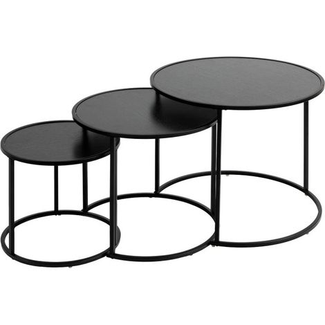 Lot de 3 Tables d'Appoint Gigognes "Noan" 54cm Noir