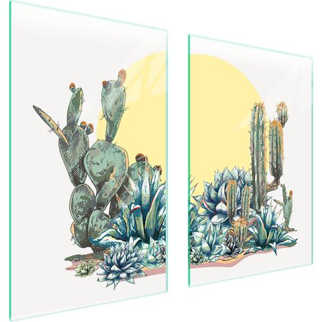 Assiette de protection en verre pour la cuisine 65x52 cactus (1/5)