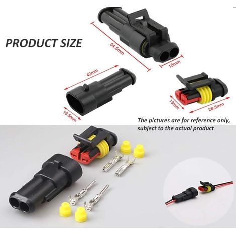 Connettore impermeabile a 2 pin, connettore elettrico per auto, connettore elettrico impermeabile per auto, spina impermeabile per auto, kit connettore impermeabile, per auto, camion, moto, 10 pezzi (1/4)