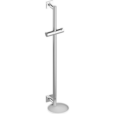 Asta doccia IXMO 855 mm, con ripiano, finitura quadrata alluminio / bianco KEUCO
