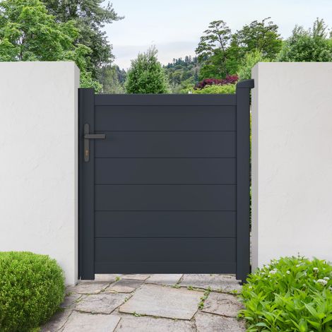 Portillon battant aluminium anthracite 100x115 cm serrure incluse (1/5)