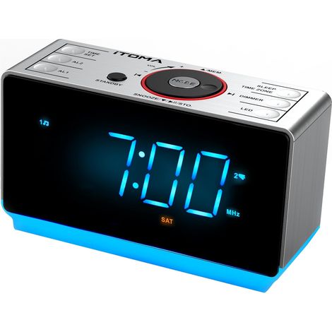 Réveil Radio avec Haut-Parleur Bluetooth, Radio FM et Double Alarme Port de charge USB, luminosité réglable, snooze, veilleuse à deux niveaux, réglage automatique de l’heure (1/5)