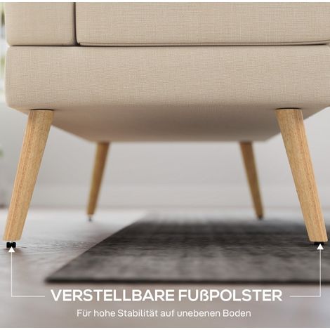 2-Sitzer-Sofa 118x68x90 cm beige, kompakt für kleine Räume, Leinenoptik, MEUBLIV (1/5)
