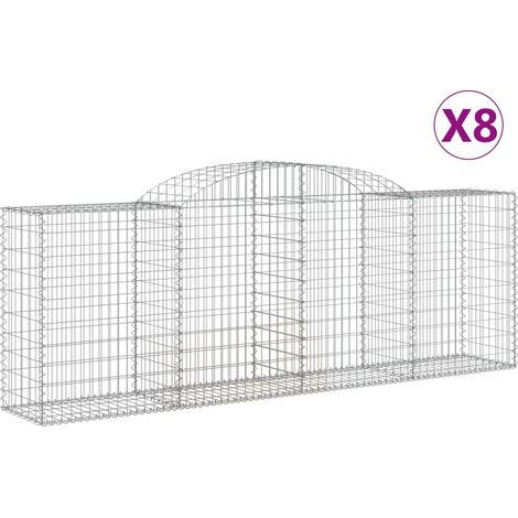 Paniers à gabions arqués 8 pcs  Mur en gabion 300x50x100/120 cm fer galvanisé