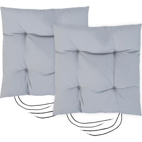 Gardenista - Getuftete Stuhl-Sitzauflage für den Außenbereich mit sicheren Bändern, 40x40 cm wasserabweisendes Stuhlkissen, langlebige Sitzpolsterung für Gartenmöbel - Grau (2pk) (1/5)