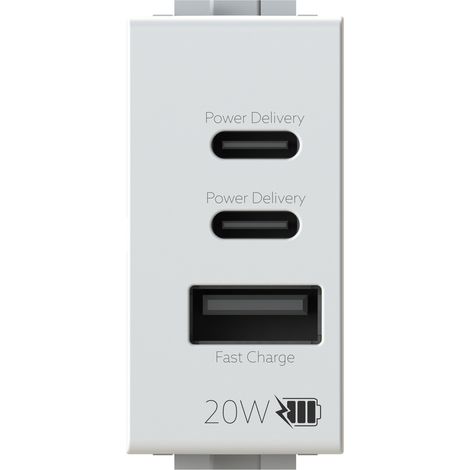 Caricatore USB 3A per BTicino Matix con 3 porte USB 4BOX 4BUSB20WCCA.AM (1/2)