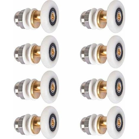 8 pièces 25mm Porte de Douche - Rouleau Roulette Roue pour Porte de Douche Roulettes Coulissantes Porte Roue de Remplacement pour Rouleau (1/5)