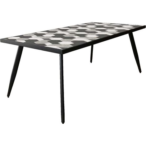 Tavolo cosmo da giardino in acciaio con piano in ceramica decorato grigio scuro