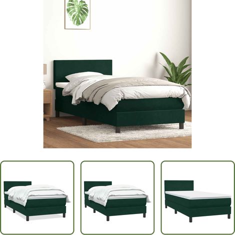 Matratze - Boxspringbett mit Matratze Dunkelgrün 80x220 cm Samt (1/5)
