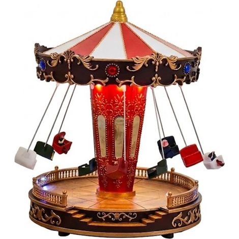 Giostrina Natalizia Musicale in Movimento con Luci LED altezza 26cm Decorazione per Villaggio di Natale seggiolini con bimbi che girano Carosello Musicale Luminoso doppia alimentazione USB E BATTERI-E (1/4)
