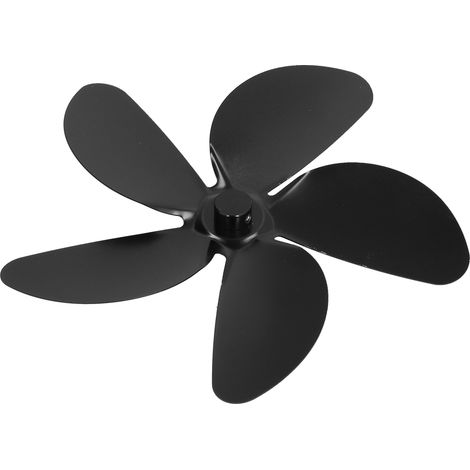 Pale de ventilateur de cheminée à 5 pales, universelle, en alliage d'aluminium, pour poêle à chaleur, de rechange, noire (1/5)