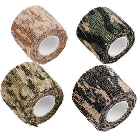 Set de 4 pièces Tarntape, Tarnband, ruban Adhésif, ruban de tissu de Camouflage Army Camo Tape (1/5)