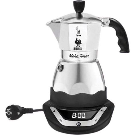 Cafetière italienne électrique 6 tasses inox – Base programmable compacte – Écran LED haute définition – Valve de sécurité brevetée – Bialetti