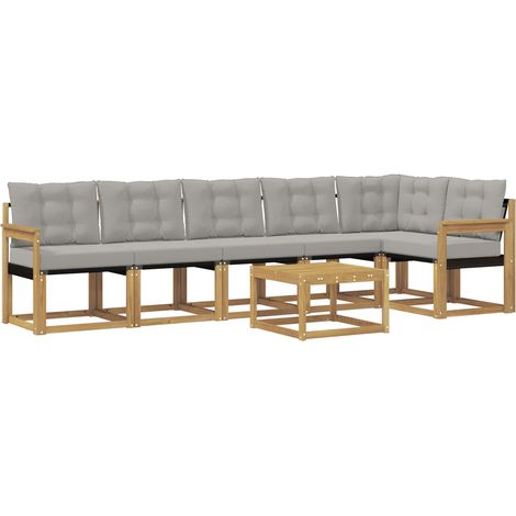 Set di divani da esterno 7 pcs Bianco e Grigio Chiaro vidaXL