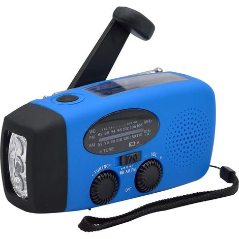 Radio Solaire Portable, Principal Manivelle Auto Alimenté Am/FM/NOAA Radio, Météo Radio Appareil Durgence avec 3-LED Lampe de Poche Et Chargeur de Téléphone pour Randonnée Camping (1/5)