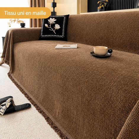 Housse de Canapé en Chenille Uni Armure Toile Marron 90 x 180 cm Protection Anti-Griffes 30 × 24 × 1,5 cm 585 g – Livraison gratuite