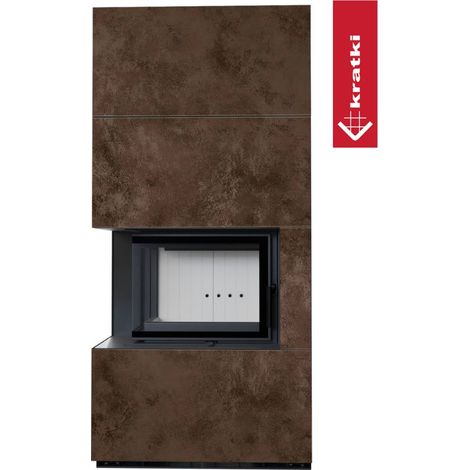Kratki Kaminbausatz FLOKI BOX links 8kW Ø160 Quarzsinter OXIDE MORO mit Türfeder (1/5)