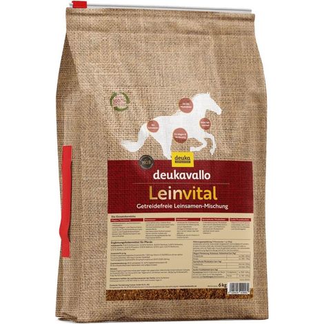 Deukavallo Leinvital 6 kg Pferdefutter Getreidefreie Leinsamen-Mischung