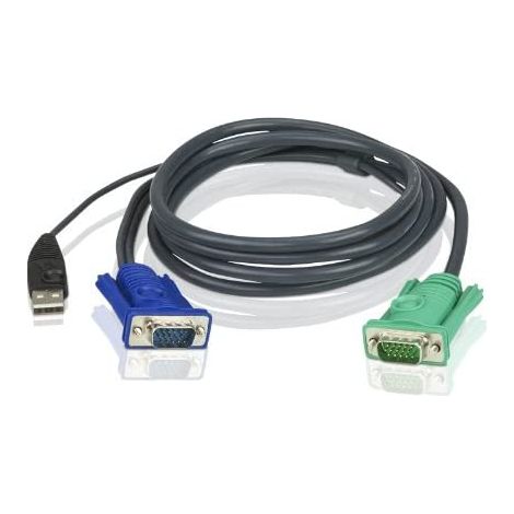 ATEN 2L5201U - KVM-Umschalter (1,2m, Schwarz, CE700A CL5708M CL5716M CL5800N CL5808N CL5816N CN8000 CS1308 CS1316 CS1708A CS1708i, HD-15, USB A, SPHD-15, Stecker/Stecker)