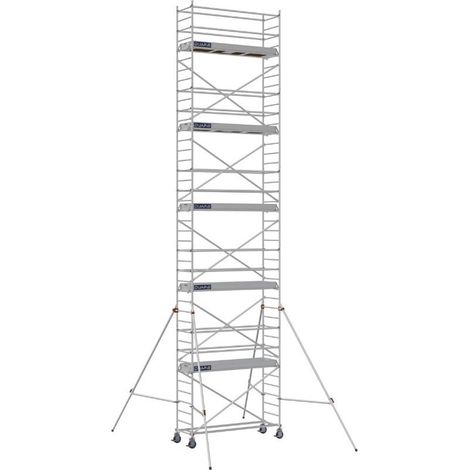DUARIB - Échafaudage roulant aluminium Docker – Version lisses – Largeur 85 cm – Hauteur max 11,90 m – Longueur 2,05 / 2,54 / 2,95 m - Hauteur de plateau 9,9 m - L 2,54 x l 0,85 m