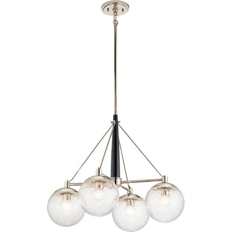 Lampadario Contemporaneo Marilyn Acciaio Nichel Lucido Vetro 4 Luci E27 (1/5)