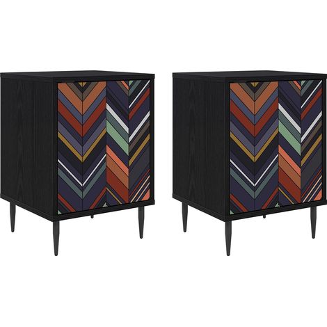 Mesa de noche OMMEN 2 uds. Roble Negro 36 x 33 x 51 cm vidaXL