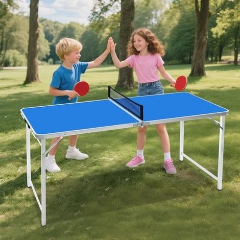 Klappbarer Tischtennistisch mit Netz, tragbarer Tisch mit 2 Tischtennisracken und 3 Bällen, 152  67  70cm, geeignet für Familienunterhaltungsräume, kleine Gemeindezentren, Schulveranstaltungsräume
