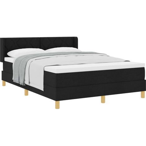 Cama tipo Box Spring con cabecera Negro 200 x 160 cm tela (1/5)