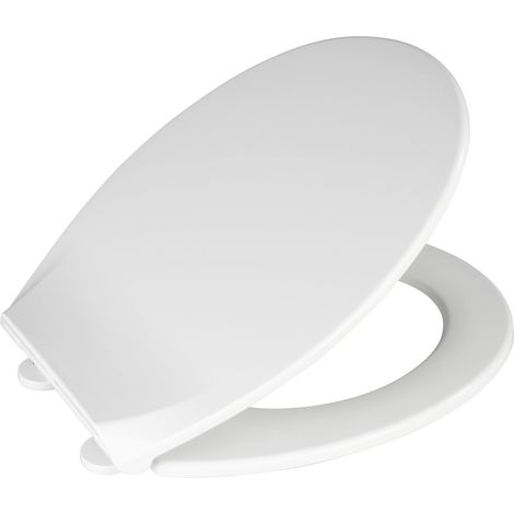Wenko – Abattant WC blanc en thermoplastique – Frein de chute Easy-Close – Fixation Fix-Clip hygiénique – Dimensions 37,5x42 cm (1/6)