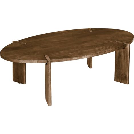 sweeek - Ovaler Couchtisch aus Massivholz 120 cm