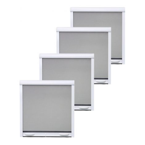 Volet Moustiquaire – Pack de 4 moustiquaires enroulables H145 cm x L100 cm en aluminium blanc – Toile en fibre de verre résistante – Ajustables jusqu'à 40 cm (1/2)