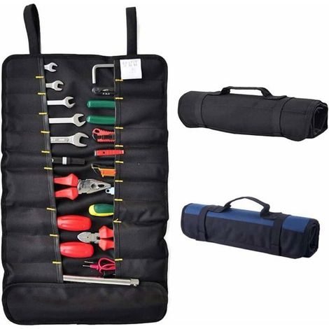 KLVGTIFS PU - Sans Outils pour clé à molette Tournevis,  organiseurs, Pochette Enroulable en Toile pour Homme 1 sac à outils noir. (1/5)