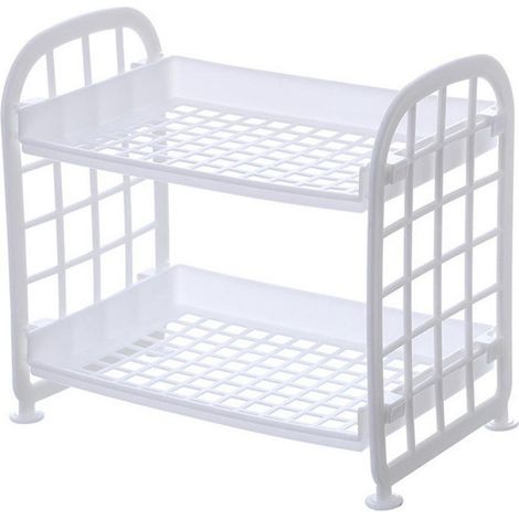 Schmaler und flacher Aufbewahrungswagen mit 2/3/4 Ebenen, mobiles Regal mit Auszugsschublade, Organizer für Küche, Bad und Waschküche – 21,5 x 14 x 20 cm, weiß
