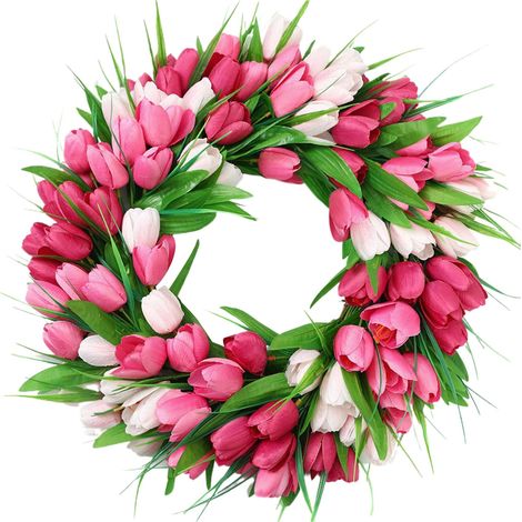 Guirlande Fleurs Artificielles - 35 cm - Base en Rotin Naturel - Pour Porte Avant Fenêtre Mur - Printemps Été Mariage Fête - 1 Pièce (1/5)