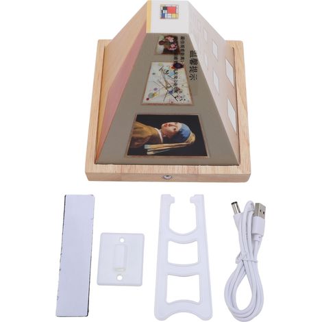 Veilleuse à Vision 3D à œil nu, en chêne, PC, peinture d'art classique, lampe d'art murale décorative, Rechargeable, pour chambre à coucher