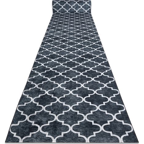 Alfombra de pasillo con refuerzo de goma LOTUS CLOVER 60924 Trébol, jaspeado negro lavable 80 cm  black 80x670 cm (1/5)