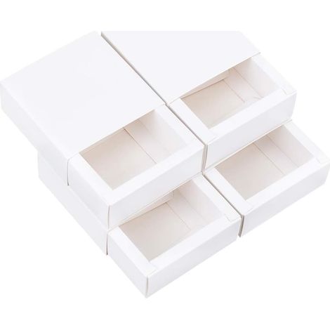 Boîte Cadeau - Lot de 30 - Papier Kraft - Tiroir Coulissant - Bijoux Savon Bonbon - 8,5x8,5x3,5cm (1/5)