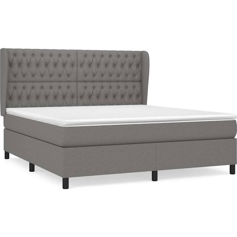 Maison Exclusive - Giroletto a Molle con Materasso Grigio Scuro 180x200 cm Tessuto (1/5)
