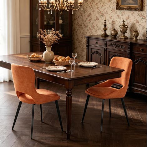 Chaises salle manger chenille orange lot de 2 HAVRYA (1/5)