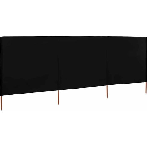 Schermo per balcone  Paravento a 3 Pannelli in Tessuto 400x120 cm Nero (1/5)