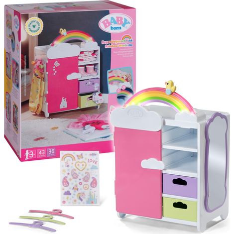 BABY born Armadietto arcobaleno – Con luci, suoni, cassetti, grucce e adesivi - Accessori di alta qualità per bambole (1/5)