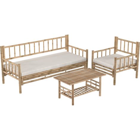 Conjunto de jardín Vadella para 4 personas en bambú