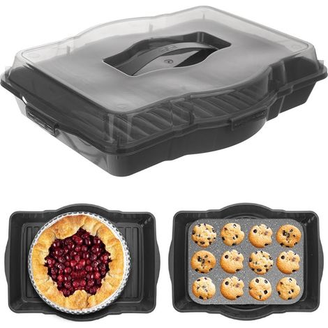 Recipiente para tartas con tapa GRIS 45x35 cm (1/5)