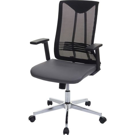 Poltrona sedia ufficio regolabile HHG-083 ergonomica design moderno ecopelle tessuto grigio (1/5)